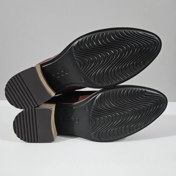 NEW Ecco Shape 35 Sartorelle Ankle Boot EU 40 Red Suede Water Resistant Low Heel - Picture 11 of 14